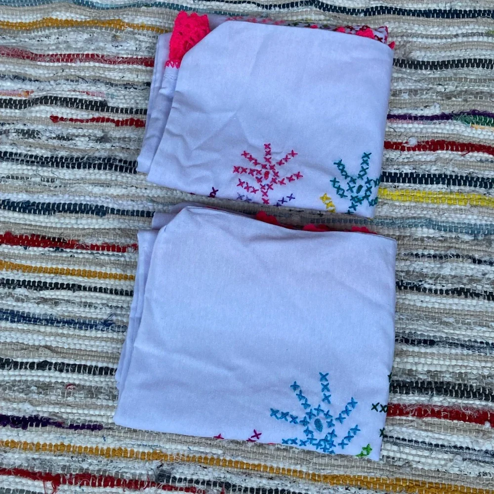 Peacock embroidered pillow cases  handmade